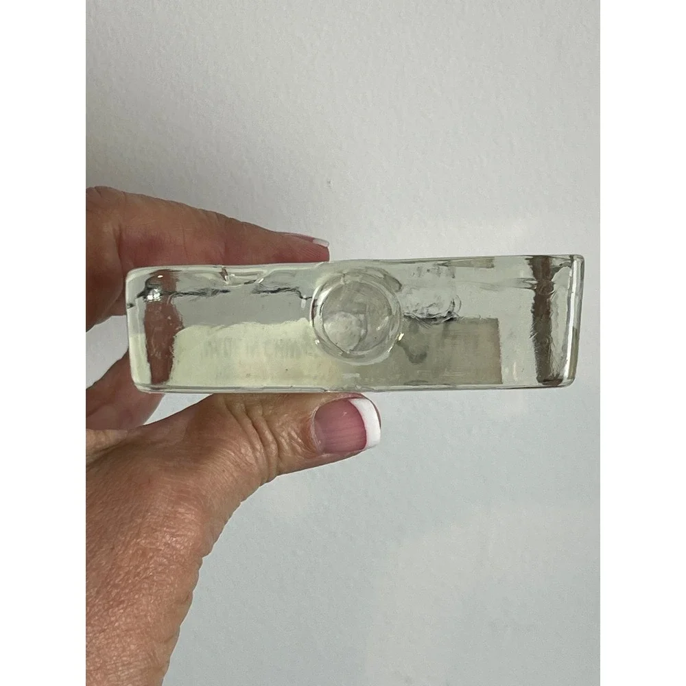 00377 - Easts of Eden Glass Cube Bud Vase Modernist Minimalist Clear Paperweight